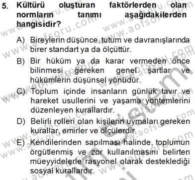 Küreselleşme ve Kültürlerarası İletişim Dersi 2014 - 2015 Yılı (Vize) Ara Sınavı 5. Soru