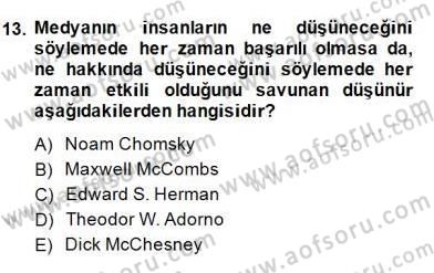 Küreselleşme ve Kültürlerarası İletişim Dersi 2014 - 2015 Yılı (Final) Dönem Sonu Sınav Soruları 13. Soru