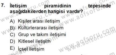 Küreselleşme ve Kültürlerarası İletişim Dersi 2014 - 2015 Yılı (Final) Dönem Sonu Sınav Soruları 7. Soru