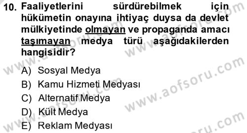 Küreselleşme ve Kültürlerarası İletişim Dersi 2014 - 2015 Yılı Tek Ders Sınavı 10. Soru