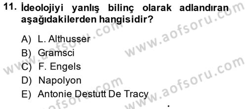 Küreselleşme ve Kültürlerarası İletişim Dersi 2014 - 2015 Yılı Tek Ders Sınavı 11. Soru