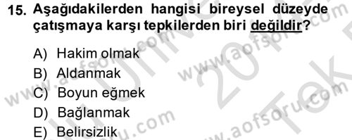 Küreselleşme ve Kültürlerarası İletişim Dersi 2014 - 2015 Yılı Tek Ders Sınavı 15. Soru