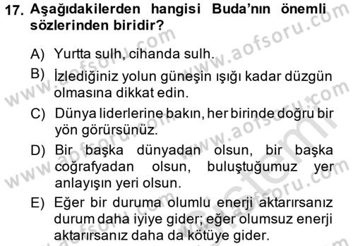 Küreselleşme ve Kültürlerarası İletişim Dersi 2014 - 2015 Yılı Tek Ders Sınavı 17. Soru