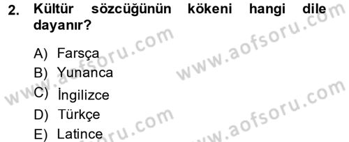 Küreselleşme ve Kültürlerarası İletişim Dersi 2014 - 2015 Yılı Tek Ders Sınav Soruları 2. Soru