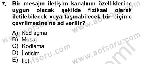Küreselleşme ve Kültürlerarası İletişim Dersi 2014 - 2015 Yılı Tek Ders Sınav Soruları 7. Soru