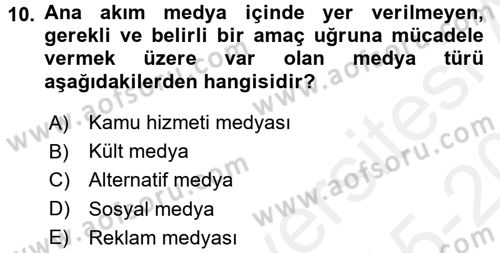 Küreselleşme ve Kültürlerarası İletişim Dersi 2015 - 2016 Yılı Tek Ders Sınav Soruları 10. Soru