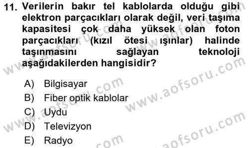 Küreselleşme ve Kültürlerarası İletişim Dersi 2015 - 2016 Yılı Tek Ders Sınav Soruları 11. Soru