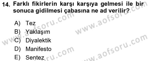 Küreselleşme ve Kültürlerarası İletişim Dersi 2015 - 2016 Yılı Tek Ders Sınav Soruları 14. Soru