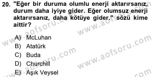 Küreselleşme ve Kültürlerarası İletişim Dersi 2015 - 2016 Yılı Tek Ders Sınav Soruları 20. Soru