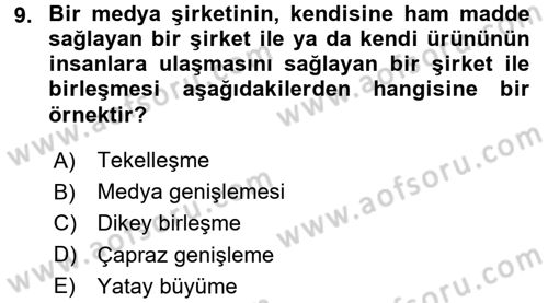 Küreselleşme ve Kültürlerarası İletişim Dersi 2015 - 2016 Yılı Tek Ders Sınav Soruları 9. Soru