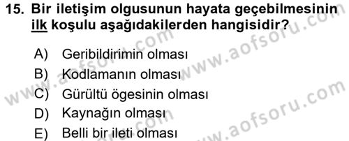 Küreselleşme ve Kültürlerarası İletişim Dersi 2016 - 2017 Yılı (Vize) Ara Sınav Soruları 15. Soru
