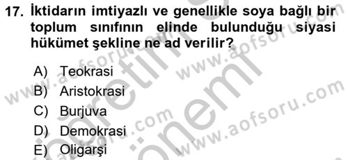 Küreselleşme ve Kültürlerarası İletişim Dersi 2016 - 2017 Yılı (Vize) Ara Sınavı 17. Soru