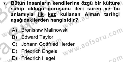 Küreselleşme ve Kültürlerarası İletişim Dersi 2016 - 2017 Yılı (Vize) Ara Sınav Soruları 7. Soru