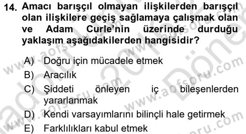 Küreselleşme ve Kültürlerarası İletişim Dersi 2016 - 2017 Yılı (Final) Dönem Sonu Sınavı 14. Soru