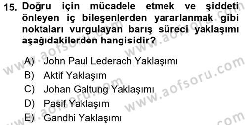 Küreselleşme ve Kültürlerarası İletişim Dersi 2016 - 2017 Yılı (Final) Dönem Sonu Sınavı 15. Soru