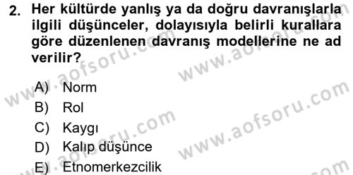 Küreselleşme ve Kültürlerarası İletişim Dersi 2016 - 2017 Yılı (Final) Dönem Sonu Sınavı 2. Soru