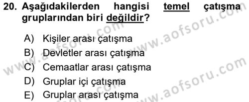Küreselleşme ve Kültürlerarası İletişim Dersi 2016 - 2017 Yılı (Final) Dönem Sonu Sınavı 20. Soru