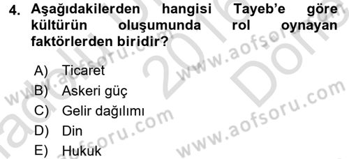 Küreselleşme ve Kültürlerarası İletişim Dersi 2016 - 2017 Yılı (Final) Dönem Sonu Sınavı 4. Soru