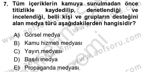 Küreselleşme ve Kültürlerarası İletişim Dersi 2016 - 2017 Yılı (Final) Dönem Sonu Sınavı 7. Soru