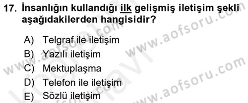 Küreselleşme ve Kültürlerarası İletişim Dersi 2017 - 2018 Yılı 3 Ders Sınav Soruları 17. Soru