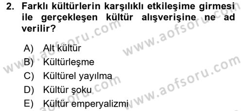 Küreselleşme ve Kültürlerarası İletişim Dersi 2017 - 2018 Yılı 3 Ders Sınav Soruları 2. Soru