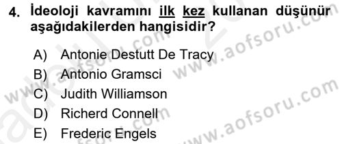Küreselleşme ve Kültürlerarası İletişim Dersi 2017 - 2018 Yılı 3 Ders Sınav Soruları 4. Soru