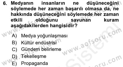 Küreselleşme ve Kültürlerarası İletişim Dersi 2017 - 2018 Yılı 3 Ders Sınav Soruları 6. Soru