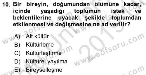 Küreselleşme ve Kültürlerarası İletişim Dersi 2018 - 2019 Yılı 3 Ders Sınav Soruları 10. Soru