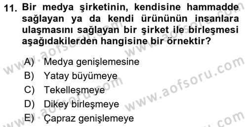 Küreselleşme ve Kültürlerarası İletişim Dersi 2018 - 2019 Yılı 3 Ders Sınav Soruları 11. Soru