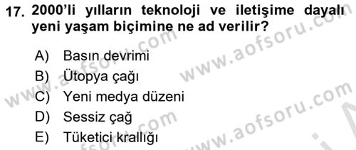 Küreselleşme ve Kültürlerarası İletişim Dersi 2018 - 2019 Yılı 3 Ders Sınavı 17. Soru