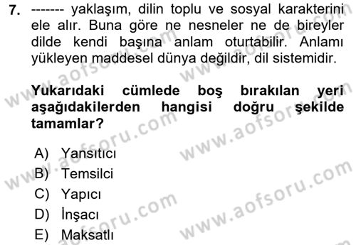 Küreselleşme ve Kültürlerarası İletişim Dersi 2018 - 2019 Yılı 3 Ders Sınav Soruları 7. Soru