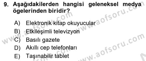Küreselleşme ve Kültürlerarası İletişim Dersi 2018 - 2019 Yılı 3 Ders Sınav Soruları 9. Soru