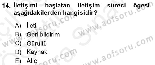 Küreselleşme ve Kültürlerarası İletişim Dersi 2018 - 2019 Yılı (Vize) Ara Sınav Soruları 14. Soru
