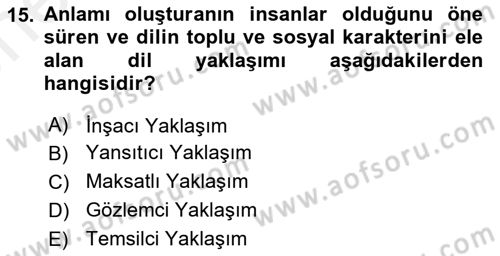 Küreselleşme ve Kültürlerarası İletişim Dersi 2018 - 2019 Yılı (Vize) Ara Sınav Soruları 15. Soru