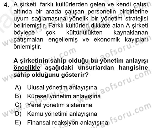 Küreselleşme ve Kültürlerarası İletişim Dersi 2018 - 2019 Yılı (Vize) Ara Sınav Soruları 4. Soru