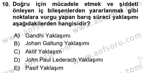 Küreselleşme ve Kültürlerarası İletişim Dersi 2018 - 2019 Yılı (Final) Dönem Sonu Sınav Soruları 10. Soru