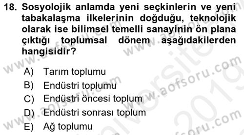 Küreselleşme ve Kültürlerarası İletişim Dersi 2018 - 2019 Yılı (Final) Dönem Sonu Sınav Soruları 18. Soru