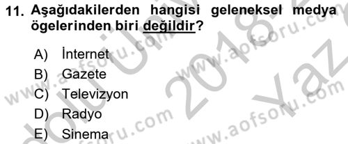 Küreselleşme ve Kültürlerarası İletişim Dersi 2018 - 2019 Yılı Yaz Okulu Sınav Soruları 11. Soru