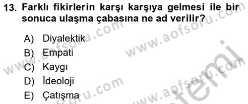 Küreselleşme ve Kültürlerarası İletişim Dersi 2018 - 2019 Yılı Yaz Okulu Sınav Soruları 13. Soru