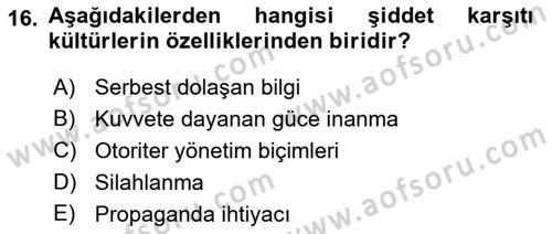 Küreselleşme ve Kültürlerarası İletişim Dersi 2018 - 2019 Yılı Yaz Okulu Sınav Soruları 16. Soru