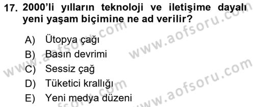 Küreselleşme ve Kültürlerarası İletişim Dersi 2018 - 2019 Yılı Yaz Okulu Sınav Soruları 17. Soru