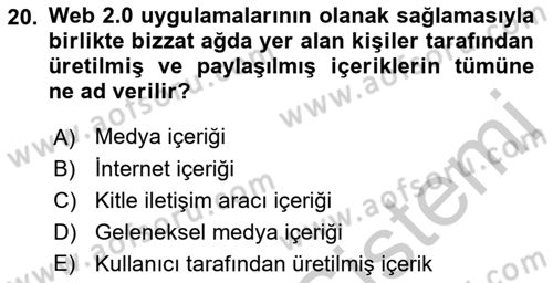 Küreselleşme ve Kültürlerarası İletişim Dersi 2018 - 2019 Yılı Yaz Okulu Sınav Soruları 20. Soru