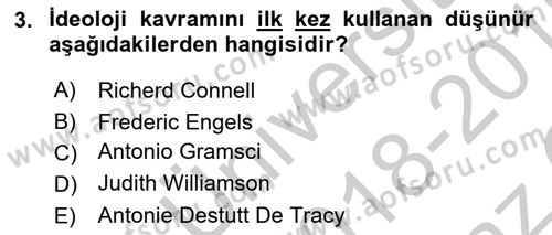 Küreselleşme ve Kültürlerarası İletişim Dersi 2018 - 2019 Yılı Yaz Okulu Sınav Soruları 3. Soru
