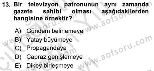 Küreselleşme ve Kültürlerarası İletişim Dersi 2020 - 2021 Yılı Yaz Okulu Sınav Soruları 13. Soru