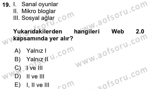 Küreselleşme ve Kültürlerarası İletişim Dersi 2020 - 2021 Yılı Yaz Okulu Sınav Soruları 19. Soru