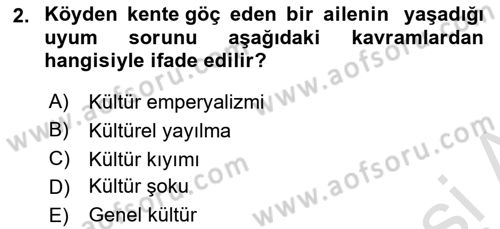 Küreselleşme ve Kültürlerarası İletişim Dersi 2020 - 2021 Yılı Yaz Okulu Sınav Soruları 2. Soru