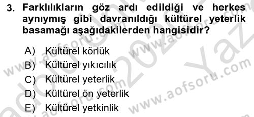 Küreselleşme ve Kültürlerarası İletişim Dersi 2020 - 2021 Yılı Yaz Okulu Sınav Soruları 3. Soru