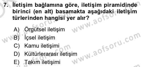 Küreselleşme ve Kültürlerarası İletişim Dersi 2020 - 2021 Yılı Yaz Okulu Sınav Soruları 7. Soru