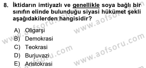 Küreselleşme ve Kültürlerarası İletişim Dersi 2020 - 2021 Yılı Yaz Okulu Sınav Soruları 8. Soru