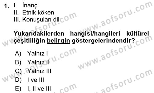 Küreselleşme ve Kültürlerarası İletişim Dersi 2021 - 2022 Yılı (Vize) Ara Sınav Soruları 1. Soru